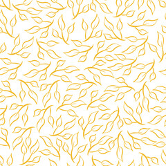 Leaves and branches repeat pattern. Floral pattern design. Botanical tile. Good for prints, wrappings, textiles and fabrics.