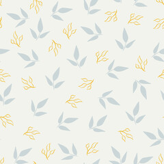 Obraz na płótnie Canvas Leaves and branches repeat pattern. Floral pattern design. Botanical tile. Good for prints, wrappings, textiles and fabrics.
