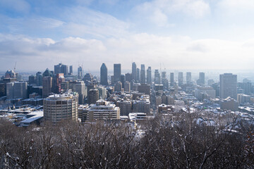 montreal skyline under the snow