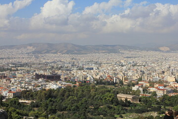 View from the Acropolis hill in Athens, Greece