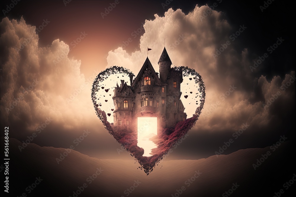 Poster conceptualization of a dreamy, castle-filled, fairy-tale setting generative ai