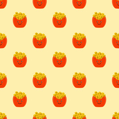 vector icon of cute flat design pattern fast food french fries