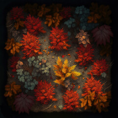 Fototapeta na wymiar Autumn leaves on the ground illustration made with Generative AI