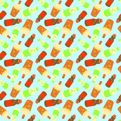 vector icon of cute flat design pattern soft drink and cola
