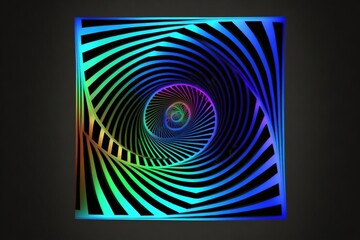 fibonacci rectangle spiral, paradox, depth, angle, luminous created with generative ai technology