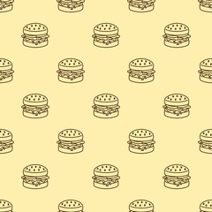 vector icon of cute pattern line doodle fast food burger