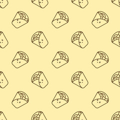 vector icon of cute pattern line doodle fast food burrito