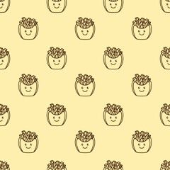 vector icon of cute pattern line doodle fast food french fries