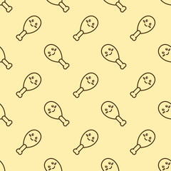 vector icon of cute pattern line doodle fast food fried chicken