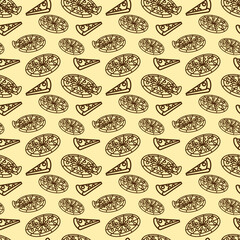 vector icon of cute pattern line doodle fast food pizza