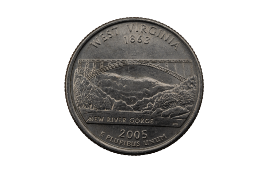 West Virginia State Quarter, 50 State Quarters, 1863 - 2005 New River Gorge