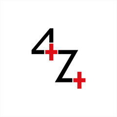 Number 474 vector logo design with a plus sign.