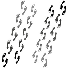 Fototapeta na wymiar Human footprints. Cross symbol. Vector illustration.