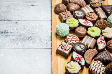 Various chocolate sweets on the Board.