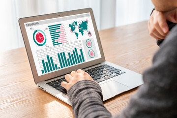 Fototapeta Business data dashboard provide modish business intelligence analytic for marketing strategy planning obraz