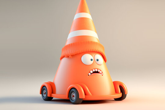 funny traffic cone on clear background, AI generate