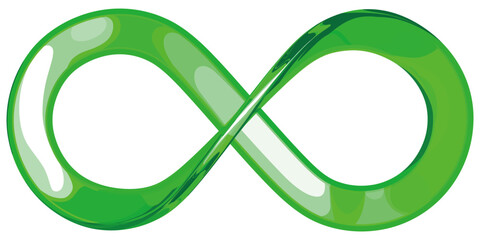 緑ガラスの無限大マーク　メビウスの輪　ベクターイラストレーション