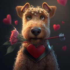 dog with rose