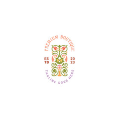 Flower premium vintage logo template 