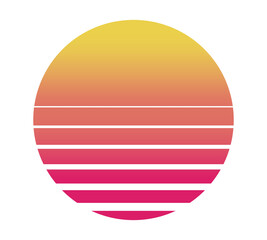 retro sun sunset retrowave from the 80s or 90s transparent PNG. For logo, icon, music and shirt