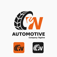 Simple Modern Automotive Tires Wheel Repair Mobile Motor Car Business Service with Letter W and Wrench Icon