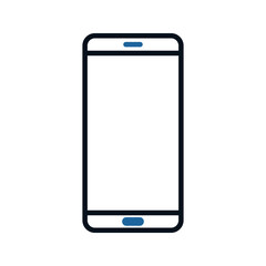 Mobile phone with blank screen. Flat style. vector illustration on white background