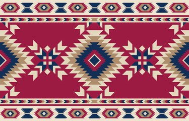 ethnic  tribal aztec  colorful and red background. Seamless tribal diamond  pattern, tribal  geometric aztec ornament . ethnic  design for wallpaper, clothing, fabric, textile, tile, print, rug
