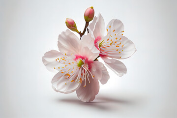 Cherry blossom, in the white background beautiful flower
