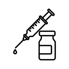 vector medical icon for pandemic vaccine ampoule and syringe. Image of covid-19 vaccine and syringe. Illustration of antiviral vaccine.