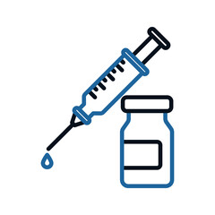 vector medical icon for pandemic vaccine ampoule and syringe. Image of covid-19 vaccine and syringe. Illustration of antiviral vaccine.