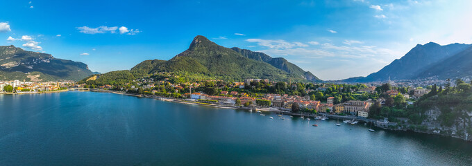 Fototapeta na wymiar Aerial view of Malgrate Lecco in Lake Como, Italy