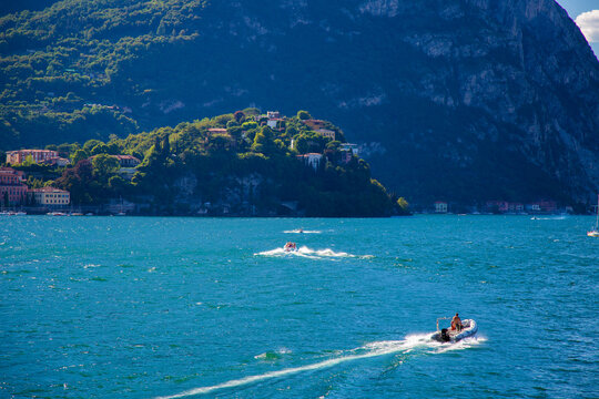 Aerial view of Malgrate Lecco in Lake Como, Italy