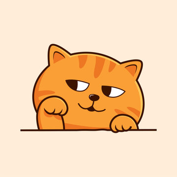 recommend clip art: Striped Orange Cat Cartoon - ...Striped Orange Cat Cartoon - Cute Tabby Cat Waving Hand Pawns Vector