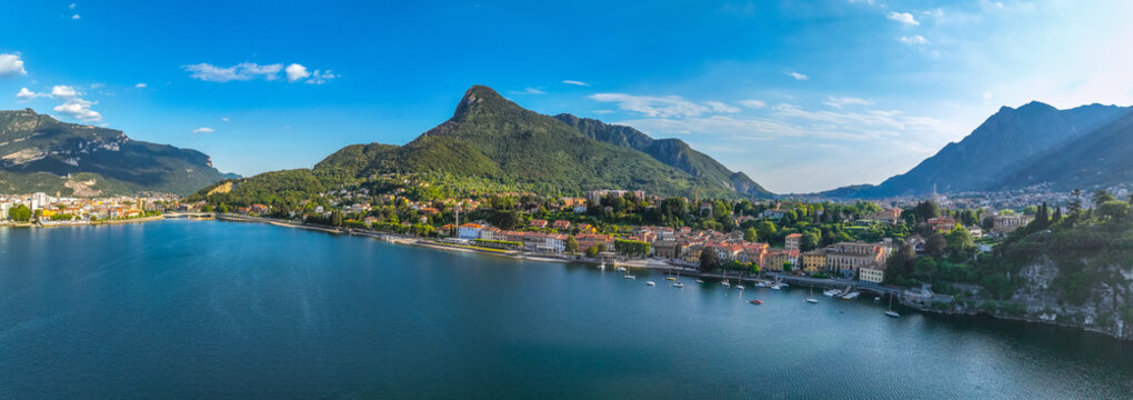 Aerial view of Malgrate Lecco in Lake Como, Italy