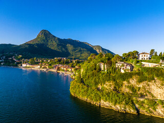 Fototapeta premium Aerial view of Malgrate Lecco in Lake Como, Italy