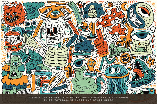 abstract doodle monster vector illustration design