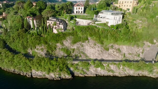 Aerial view of Malgrate Lecco in Lake Como, Italy