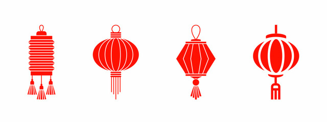 Fototapeta na wymiar Lantern icon illustration template set. Stock vector.