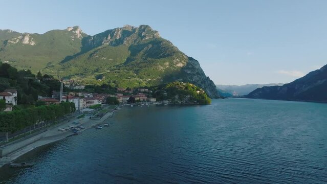 Aerial view of Malgrate Lecco in Lake Como, Italy