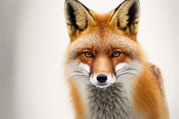 fox facing white background generative ai