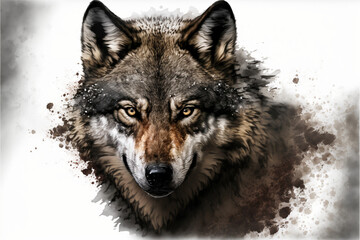 gray wolf portrait  design generative ai