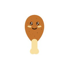 vector icon of cute flat design fast food fried chicken