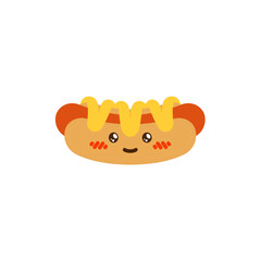 vector icon of cute flat design fast food hot dog