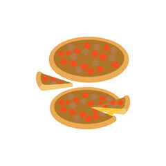 vector icon of cute flat design fast food pizza