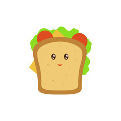 vector icon of cute flat design fast food sandwich