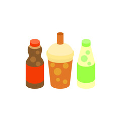 vector icon of cute flat design soft drink and cola