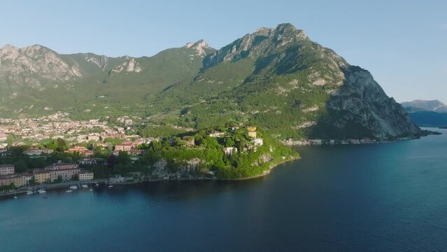 Aerial view of Malgrate Lecco in Lake Como, Italy