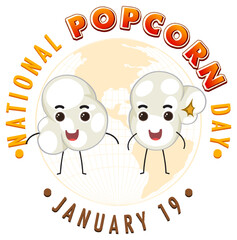 National Popcorn Day Logo Banner