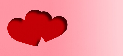 red paper cut heart shape festive valentines day