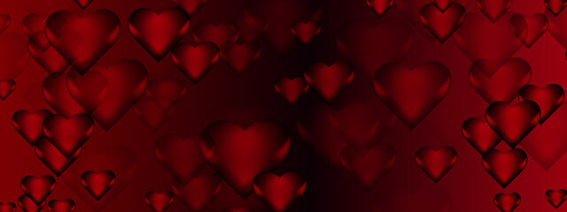 Hearts. Abstract Valentine's Day background with beautiful red hearts.  Holiday concept and celebration background.  Abstract festive hearts background.